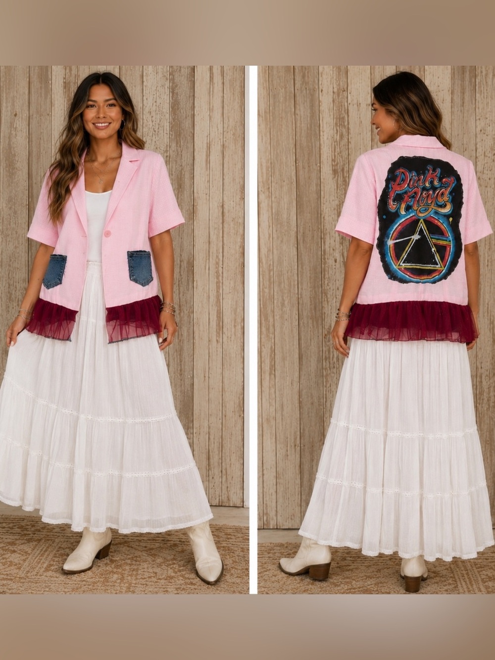 Upcycled PINK FLOYD graphic vintage blazer
